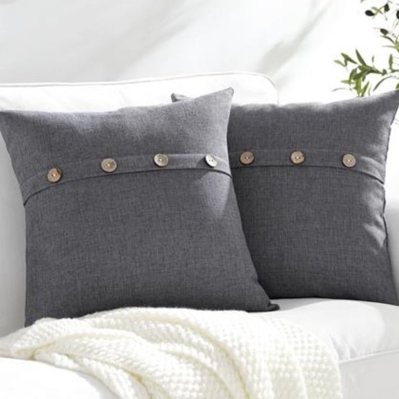 Decorative Throw Pillow Covers Cases Accent Cottage Farmhouse Decor Grey Gray - Picture 1 of 9